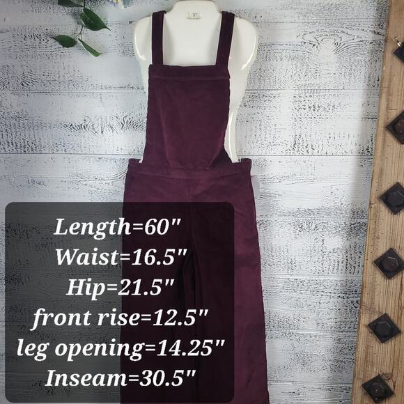 Xhilaration Corduroy Women Burgundy Adjustable Wide Leg Jumpsuit Size Large NEW - Picture 13 of 13